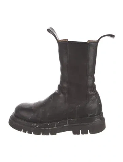 Pre-owned Bottega Veneta Leather Combat Boots In Black