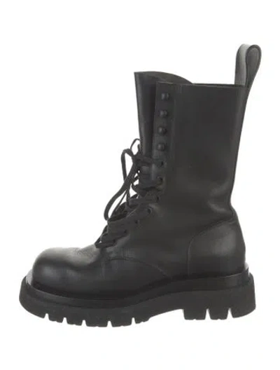 Pre-owned Bottega Veneta Leather Combat Boots In Black