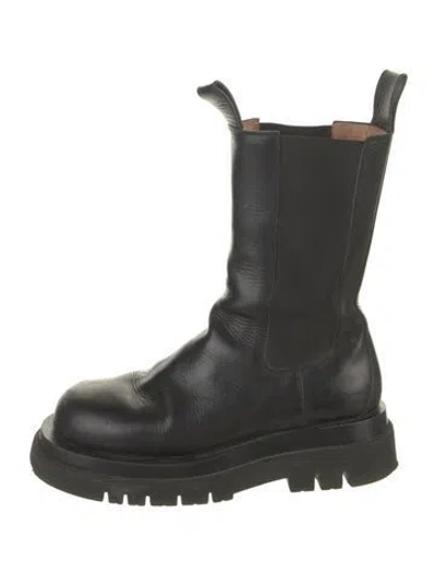 Pre-owned Bottega Veneta Leather Combat Boots In Black