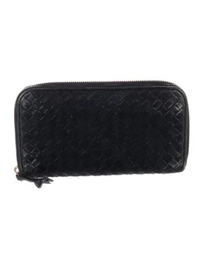 Pre-owned Bottega Veneta Leather Continental Wallet In Black