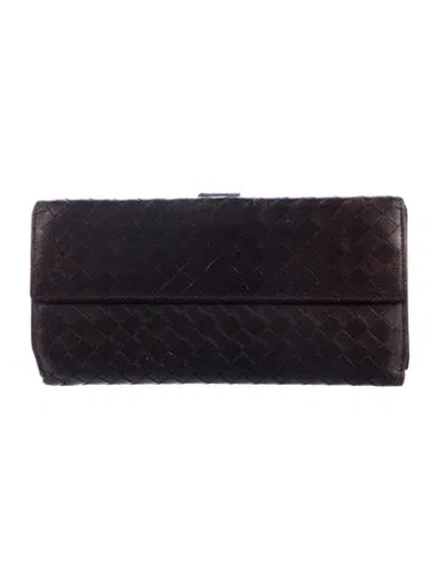 Pre-owned Bottega Veneta Leather Continental Wallet In Brown