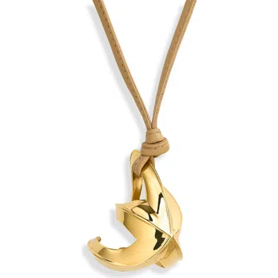 Bottega Veneta Leather Cord Pendant Necklace In Neutral