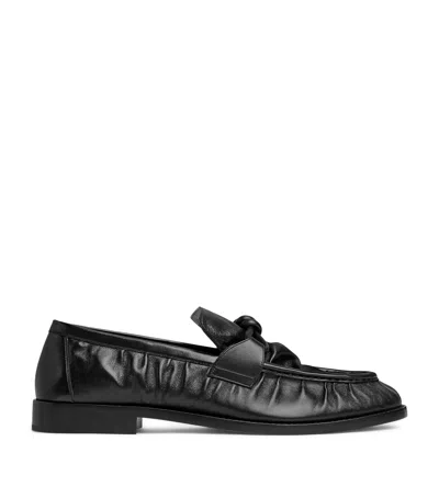 BOTTEGA VENETA LEATHER CRINKLED-EFFECT LOAFERS