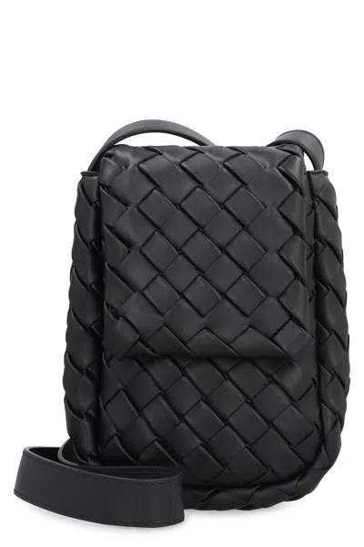 Bottega Veneta Leather Crossbody Bag In Black