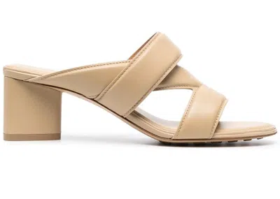Pre-owned Bottega Veneta Leather Crossover Strap Sandal (women's) Sneakers In Beige