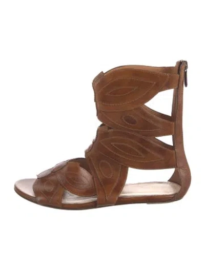 Pre-owned Bottega Veneta Leather Cutout Accent Gladiator Sandals In Brown
