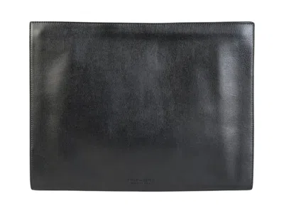 Pre-owned Bottega Veneta Leather Document Case Wristlet In Black