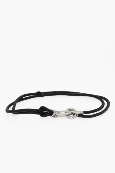 Bottega Veneta Leather Double Belt With Metal Closure 10mm In Black