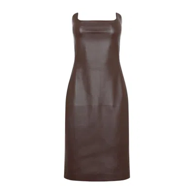 Bottega Veneta Leather Dress In Brown