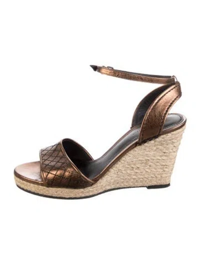 Pre-owned Bottega Veneta Leather Espadrilles In Brown