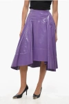 Bottega Veneta Leather Flared Midi Skirt In Purple