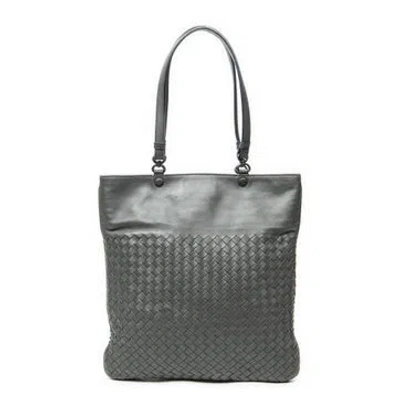 Pre-owned Bottega Veneta Leather Flat Tote In Grey