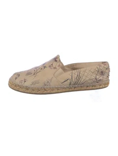 Pre-owned Bottega Veneta Leather Floral Print Espadrilles In Neutral