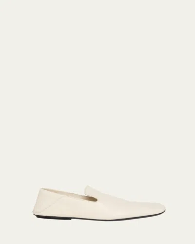 Bottega Veneta Leather Foldable-back Slipper Loafers In White