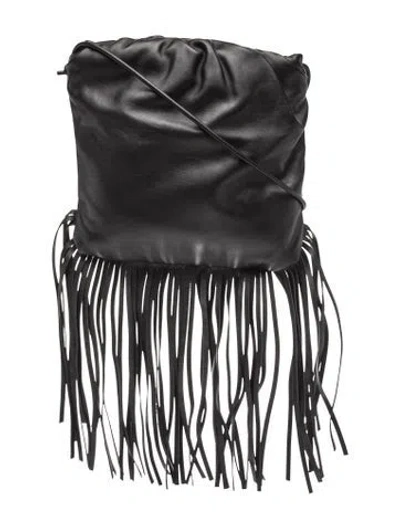 Pre-owned Bottega Veneta Leather Fringe Pouch In Black