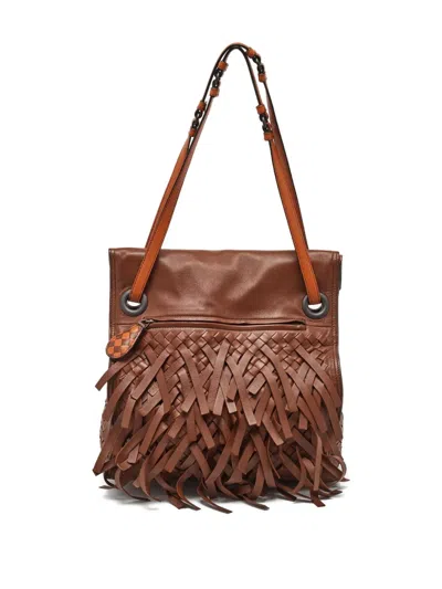 Pre-owned Bottega Veneta Leather Fringed Tote Bag