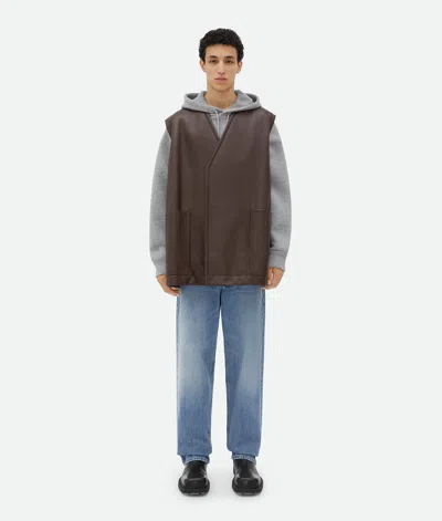 Bottega Veneta Leather Gilet In Brown