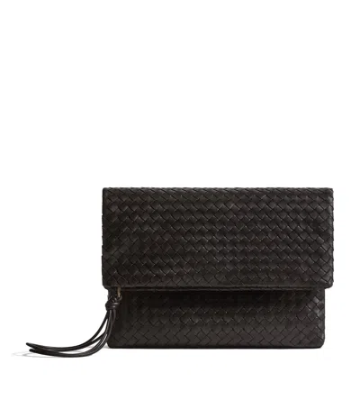 Bottega Veneta Leather Giornale Pouch In Brown