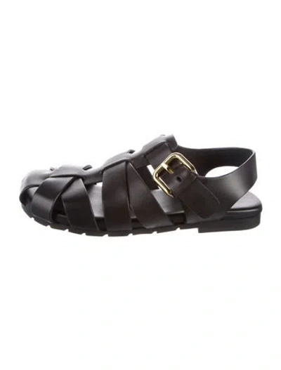 Pre-owned Bottega Veneta Leather Gladiator Sandals In Black
