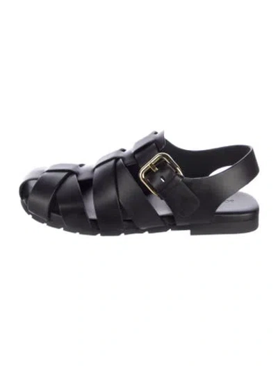 Pre-owned Bottega Veneta Leather Gladiator Sandals In Black