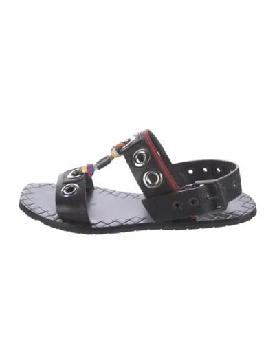 Pre-owned Bottega Veneta Leather Gladiator Sandals In Black