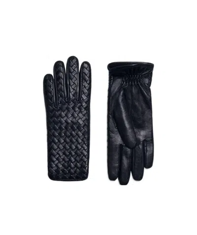 Bottega Veneta Intrecciato Leather Gloves In Black