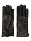 Bottega Veneta Leather Gloves In Black