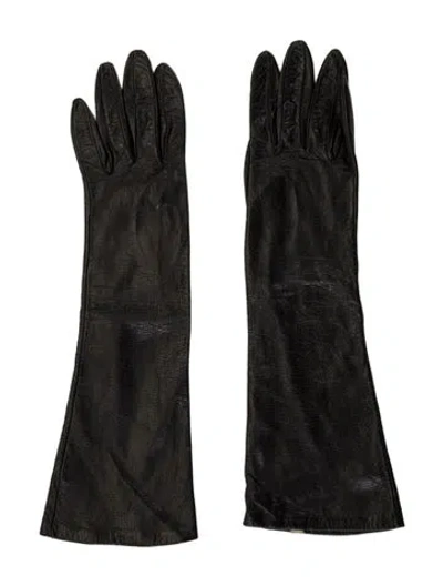 Pre-owned Bottega Veneta Leather Gloves In Black