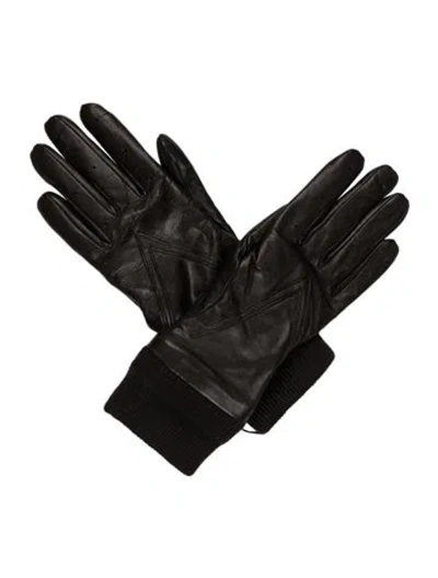 Pre-owned Bottega Veneta Leather Gloves In Black