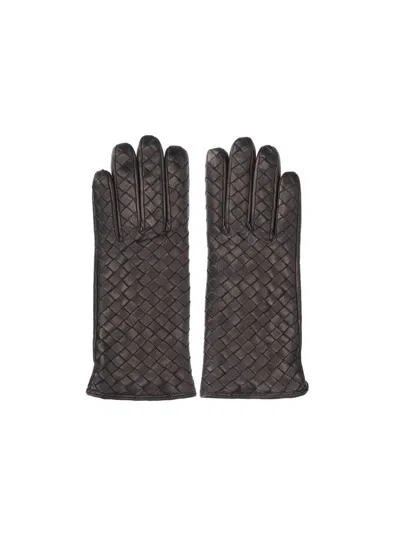 Bottega Veneta Leather Gloves In Black  