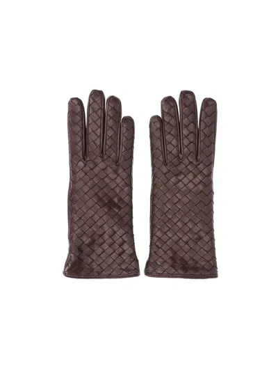 Bottega Veneta Leather Gloves In Brown