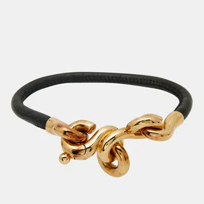 Pre-owned Bottega Veneta Leather Gold Plated Sterling Silver Bracelet