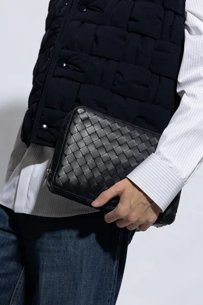 Bottega Veneta Leather Handbag In Navy Blue