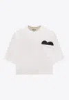 Bottega Veneta White Cropped T-shirt With Heart Detail On The Pocket In Cotton Woman In White