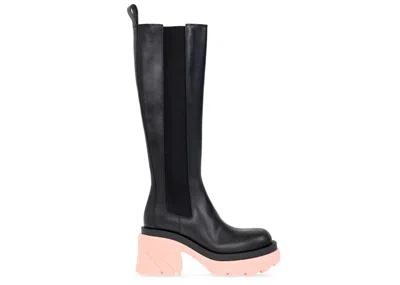 Pre-owned Bottega Veneta Leather Heel Boot Flamingo (women's) Sneakers In Black/pink
