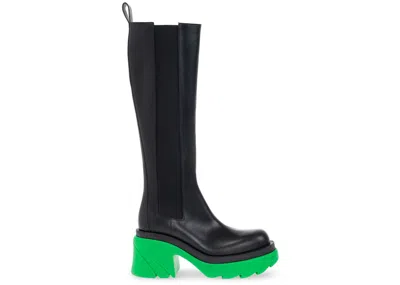 Pre-owned Bottega Veneta Leather Heel Boot (women's) Sneakers In Black/green