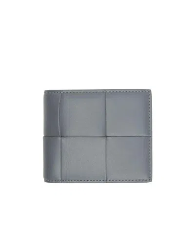 Bottega Veneta Leather Interwoven Wallet In Gray