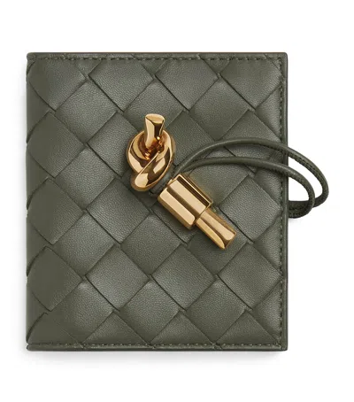 Bottega Veneta Leather Intrecciato Andiamo Bifold Wallet In Green