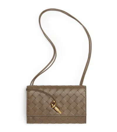 Bottega Veneta Leather Intrecciato Andiamo Shoulder Bag In Brown
