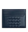 Bottega Veneta Leather Intrecciato Avenue Card Holder In Blue