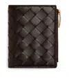 Bottega Veneta Leather Intrecciato Bifold Card Holder In Brown