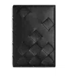 Bottega Veneta Leather Intrecciato Bifold Card Holder In Black