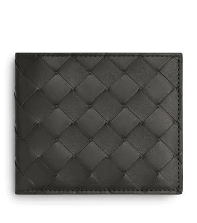Bottega Veneta Leather Intrecciato Bifold Wallet In Black