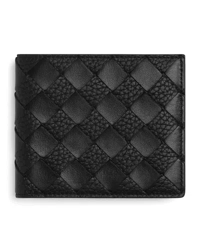 Bottega Veneta Leather Intrecciato Bifold Wallet In Black