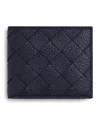 Bottega Veneta Leather Intrecciato Bifold Wallet In Blue