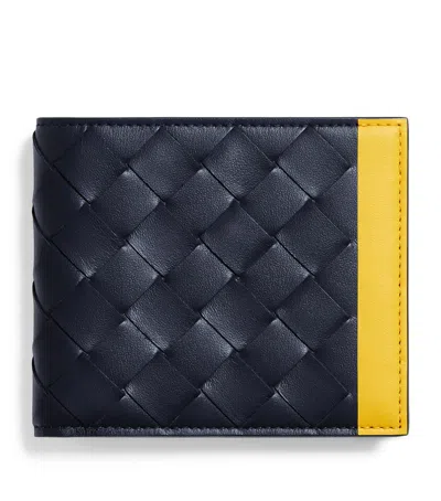 Bottega Veneta Leather Intrecciato Bifold Wallet In Blue