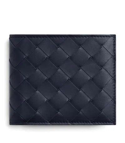 Bottega Veneta Leather Intrecciato Bifold Wallet In Blue