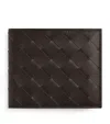 Bottega Veneta Men Leather Wallet With Intrecciato Motif In Black