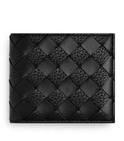 Bottega Veneta Leather Intrecciato Bifold Wallet In Gray
