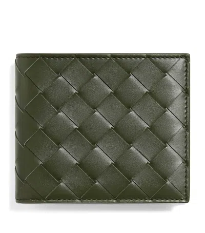 Bottega Veneta Leather Intrecciato Bifold Wallet In Green